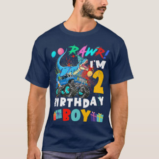 Kids Dinosaur T Rex Monster Truck 2 Year Old 2nd B T-Shirt