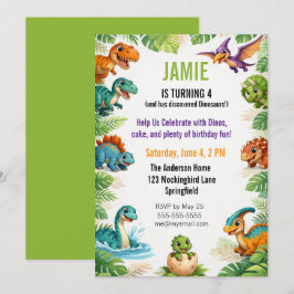 Kids Dinosaur Themed Birthday Einladung