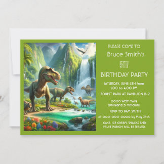 Kids Dinosaurier Geburtstagsparty Einladung