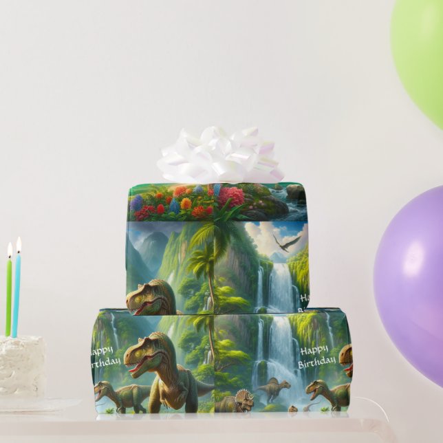 Kids Dinosaurier Jungle Print Geschenkpapier (Partygeschenke)