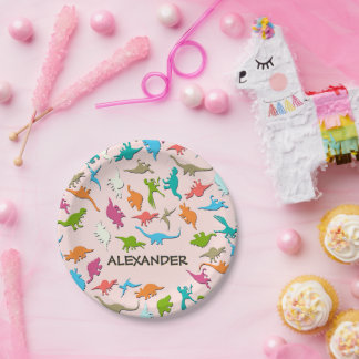 Kid's Dinosaurier Misty Rose Red Party Paper Telle Pappteller