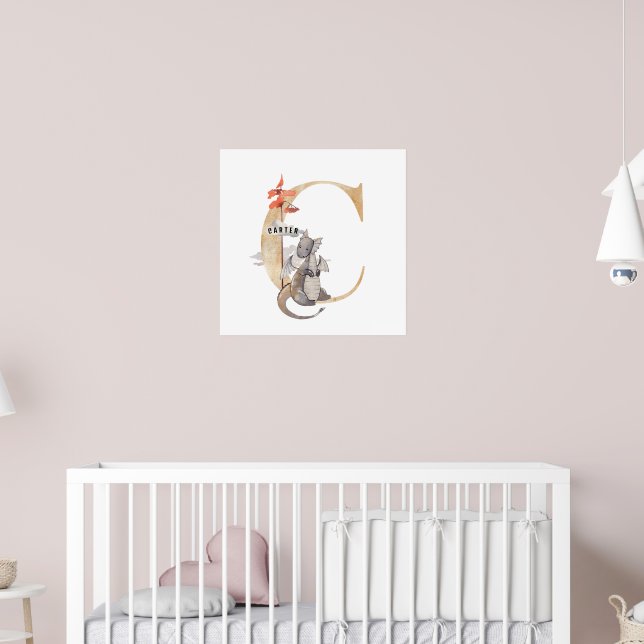 Kids Dragon Individuelle Name Monogram C Kinderzim Poster (Kinderzimmer 2)