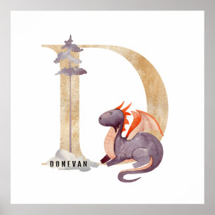 Kids Dragon Individuelle Name Monogram D Kinderzim Poster