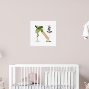 Kids Dragon Individuelle Name Monogram N Kinderzim Poster