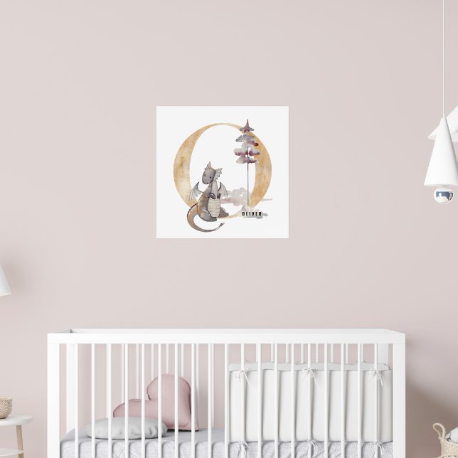 Kids Dragon Individuelle Name Monogram O Kinderzim Poster (Kinderzimmer 2)