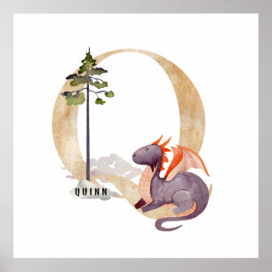 Kids Dragon Individuelle Name Monogram Q Kinderzim Poster