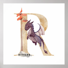 Kids Dragon Individuelle Name Monogram R Kinderzim Poster