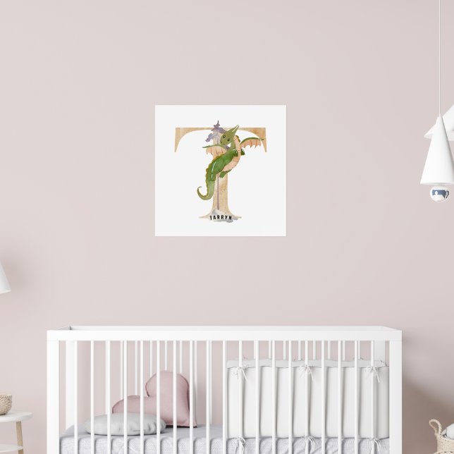 Kids Dragon Individuelle Name Monogram T Kinderzim Poster (Kinderzimmer 2)