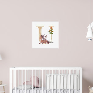 Kids Dragon Individuelle Name Monogram U Kinderzim Poster