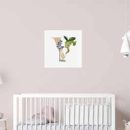 Kids Dragon Individuelle Name Monogram V Kinderzim Poster