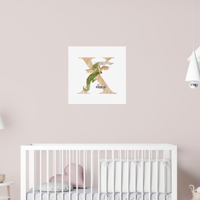 Kids Dragon Individuelle Name Monogram X Kinderzim Poster (Kinderzimmer 2)
