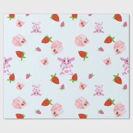 Kid's drawing strawberry milk cow geschenkpapier