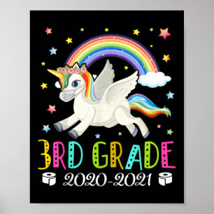 Kids dritte Klasse 2020 Quarantäne süßes Einhorn Poster