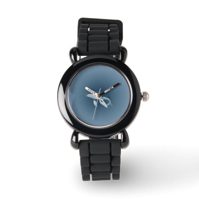 Kids E-Watch mit Hintergrund zu Whale und Blauem O Armbanduhr (Vorderseite)