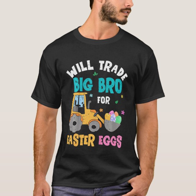 Kids Easter wird großen Bruder gegen Bagger tausch T-Shirt (Vorderseite)