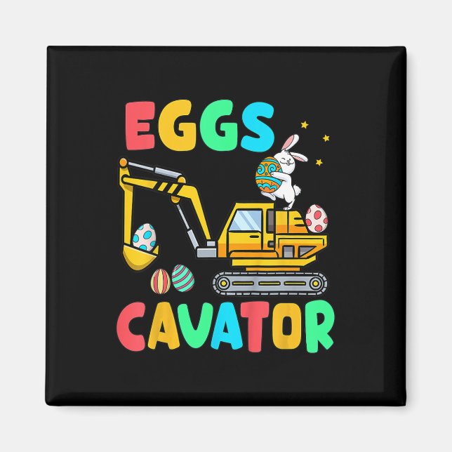 Kids-Eierbagger Lustiger Ostern Bagger Eierjagd Magnet (Vorne)