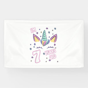 Kids Einhorn 7. Geburtstag ich bin 7 Jahre alt Mäd Banner