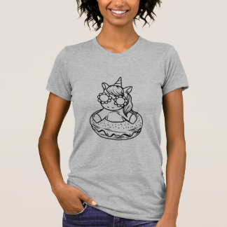 Kids Einhorn in einem Donut zum Ausmalen Mädchen T T-Shirt
