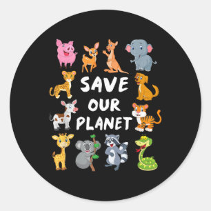 Kids Environmental Shirt with Niedlicher Tiere for Runder Aufkleber