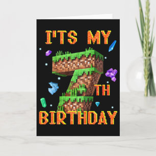 Kids Es ist mein 7. Geburtstag Pixel Gamer Party J Karte