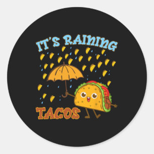 Kids Es regnet Taco-Shirt Mexikanischer Junge Lust Runder Aufkleber