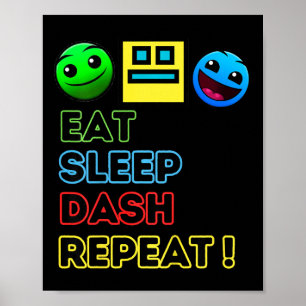 Kids Essen Schlafen Dash Wiederholen Videospiel Ge Poster