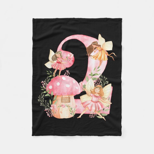 Kids Fairy 2nd Birthday Girl Party Magical Fairy B Fleecedecke (Vorderseite)