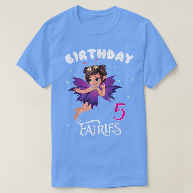 Kids Fairy Birthday Party 5 Jahre alt Fairy Birthd T-Shirt (Design vorne)