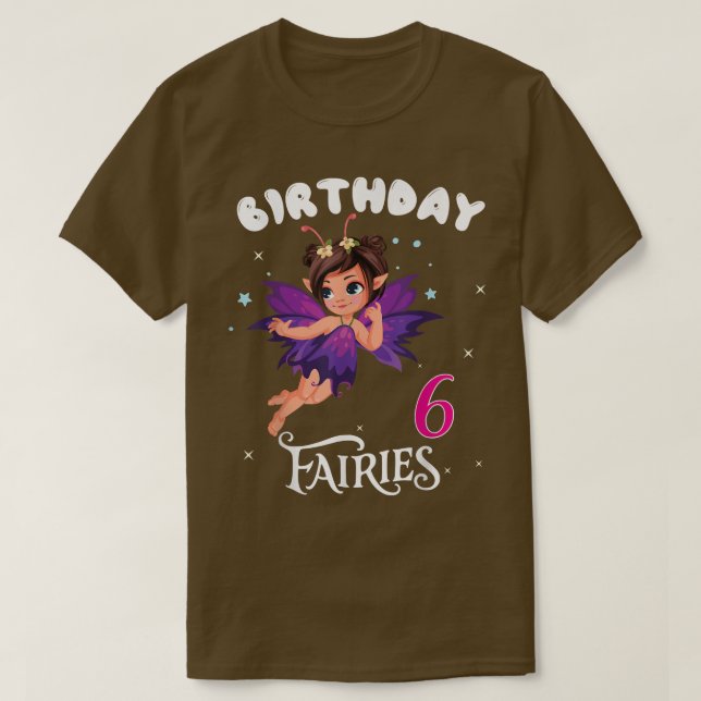 Kids Fairy Birthday Party 6 Jahre alt Fairy Birthd T-Shirt (Design vorne)