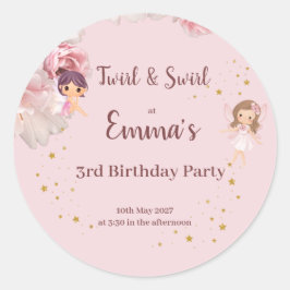 Kids Fairy Themed Party Invitation Runder Aufkleber