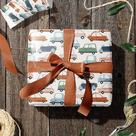 Kids farbenfroh Retro Car und LKW Muster Geschenkpapier