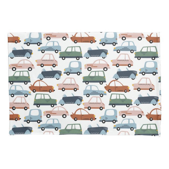 Kids farbenfroh Retro Car und LKW Muster Kissenbezug (Vorderseite)