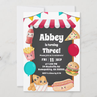 Kids Fast Food Stall Theme Birthday Einladung