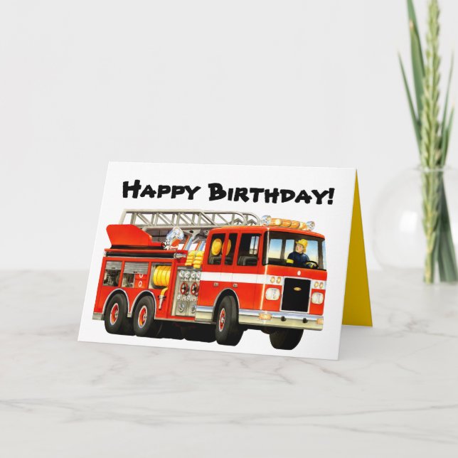 Kid's Fire Truck Geburtstag Karte (Vorderseite)