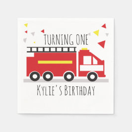 Kids Firetruck Fun Confetti Geburtsname Serviette