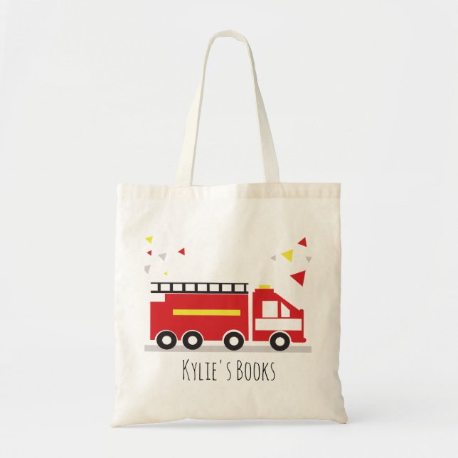 Kids Firetruck Fun Library Book Tote Bag Tragetasche (Vorne)