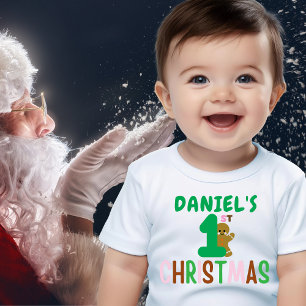 Kids First Christmas Gingerbrett Name Funny Baby T-shirt