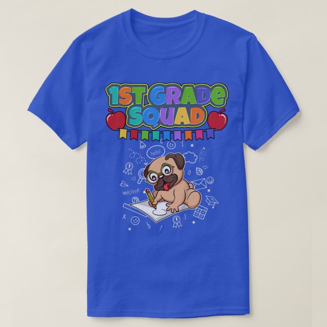 Kids First Grade Squad Funny Dog Mops Elementary S T-Shirt (Design vorne)
