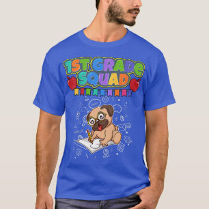 Kids First Grade Squad Funny Dog Mops Elementary S T-Shirt