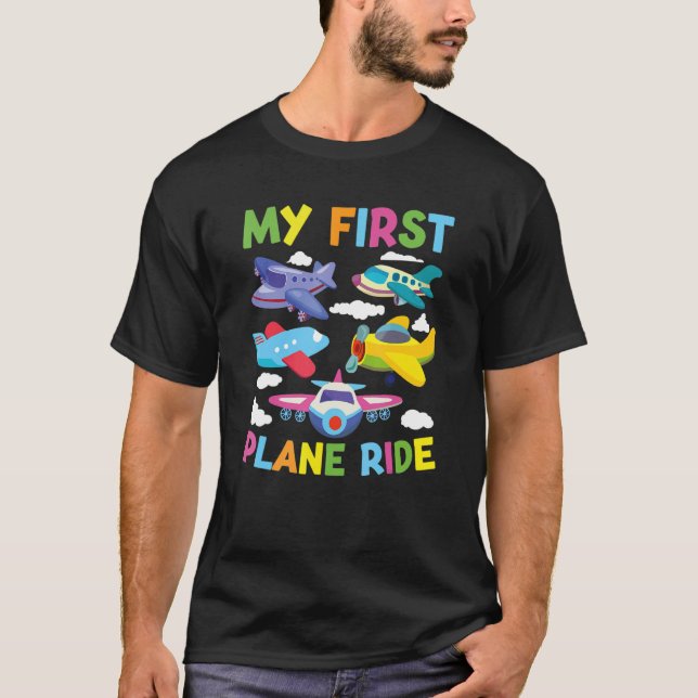 Kids First Time Flying My First Airplane Ride Boys T-Shirt (Vorderseite)