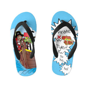 Kids Flip Flops Pirate Face