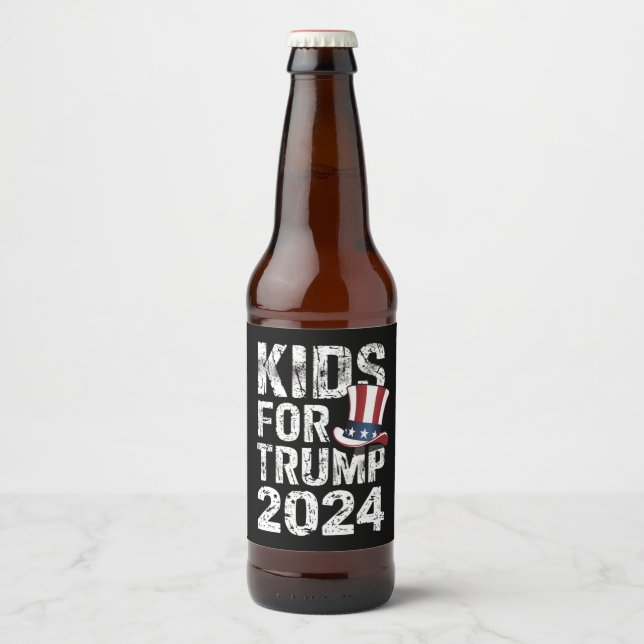 Kids for Trump USA Election 2024 Bierflaschenetikett (Vorderseite)