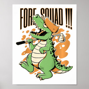 Kids Fore Squad T-Rex Dinosaur Golfspieler Grafik Poster