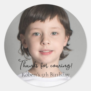 Kids Foto Birthday Party Danke für das Kommen Runder Aufkleber