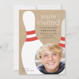 Kids Foto Bowling Geburtstagsparty Einladung