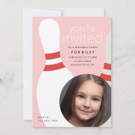 Kids Foto Bowling Geburtstagsparty Einladung