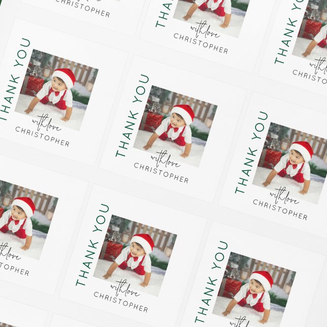 Kids Foto Vielen Dank Quadratischer Aufkleber (Von Creator hochgeladen)