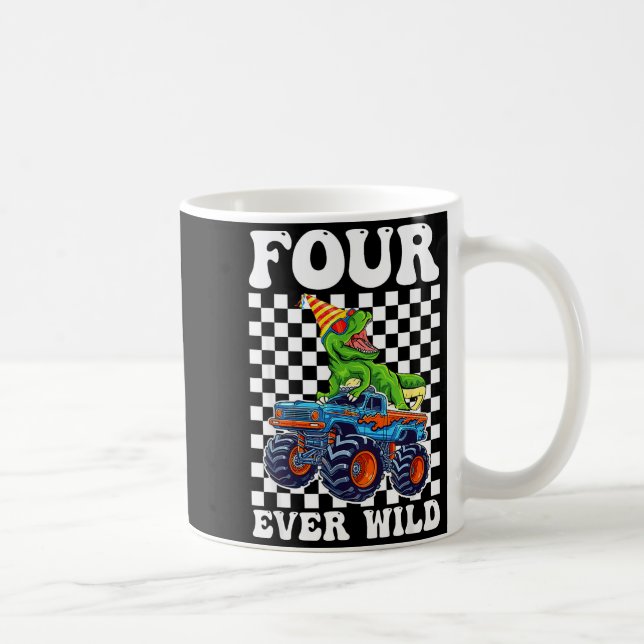 Kids Four Ever Wild Dinosaur Monster Truck 4th Bir Kaffeetasse (Rechts)