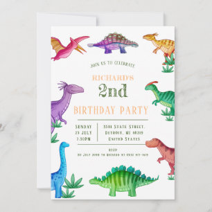 Kids Funny Dinosaur Thema Geburtstagsfeier Einladung