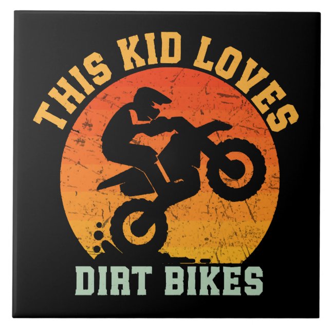 Kids Funny Dirt Bike Fliese (Vorderseite)